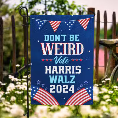 Alternative view of Don't Be Weird Vote Kamala Harris Tim Walz Waltz 2024 Flag - Kamala Harris For President Garden Flag - House Flag - Wall Flag