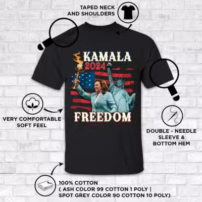 Alternative view of Kamala Harris 2024 Campaign for Freedom Lady Liberty Torch T-Shirt