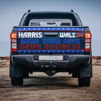 Harris Walz 24 Mind Your Own Damn Business Truck Tailgate Decal Sticker Wrap - Vinyl Graphic Decal Bumper Sticker