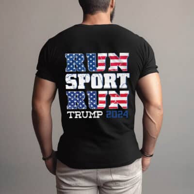 Alternative view of Run Spot Run Trump 2024 Election Print On Back T-Shirt