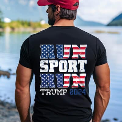 Run Spot Run Trump 2024 Election Print On Back T-Shirt