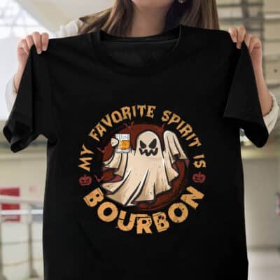 My Favorite Spirit Is Bourbon Funny Boo Ghost Halloween T-Shirt