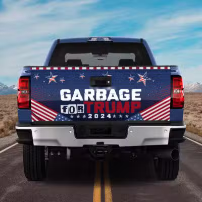 Garbage For Trump 2024 Truck Tailgate Decal Sticker Wrap - Vinyl Graphic Decal Bumper Sticker