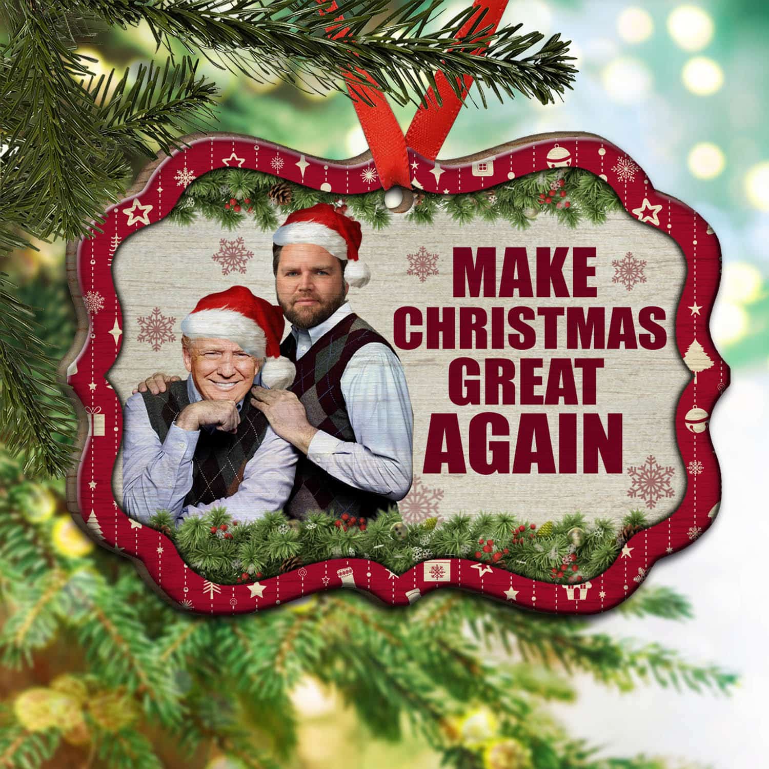 1VT. Trump Vance Christmas Great Again wood mk4