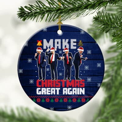Make Christmas Great Again Funny Trump Ugly Christmas Decorative Circle Ornament Keepsake