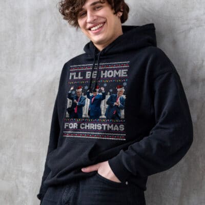 Alternative view of I'll Be Home For Christmas Funny Trump Santa Dancing T-Shirt - Support Trump Presidential Election Hoodie - Sweatshirt