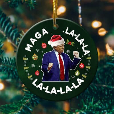 Alternative view of Maga La La La Funny Donald Trump Potus 47 Ugly Christmas Circle Christmas Ornament Keepsake