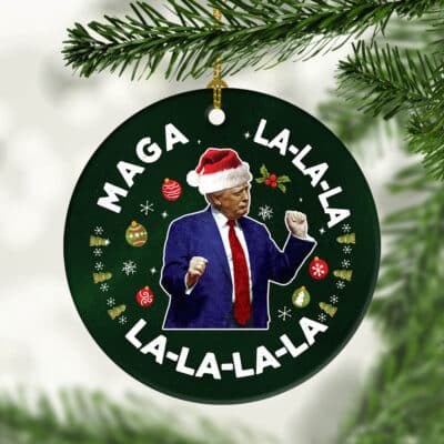 Maga La La La Funny Donald Trump Potus 47 Ugly Christmas Circle Christmas Ornament Keepsake