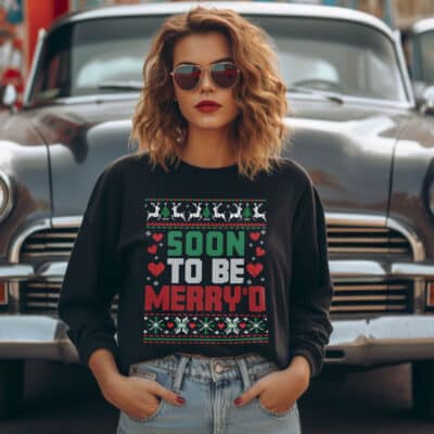 Soon To Be Merry Funny Engaged Couple Matching Ugly Christmas Hoodie - Sweatshirt