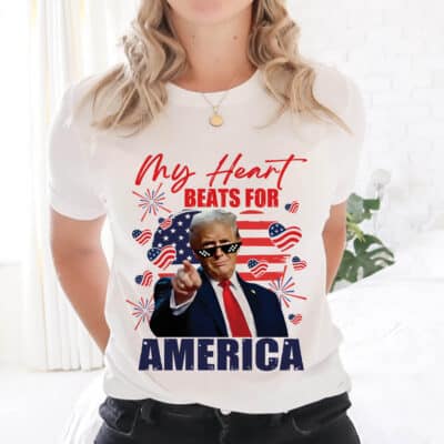 Alternative view of My Heart Beats For America Support Trump For President 2025 T-Shirt