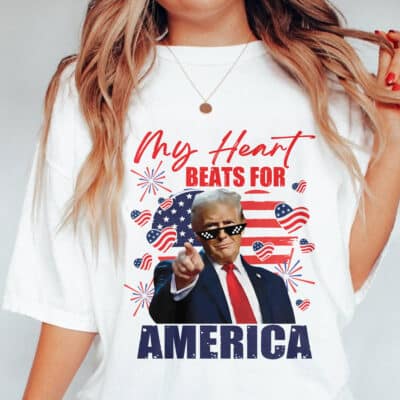 My Heart Beats For America Support Trump For President 2025 T-Shirt