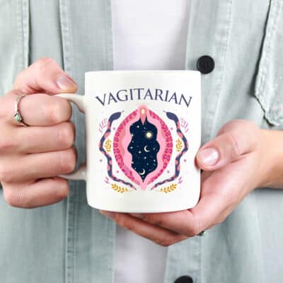 Vagitarian Funny LGBT Naughty Lesbian Gay Gifts Ceramic Coffee Mug - Beer Stein - Travel Mug