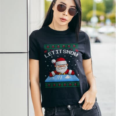 Alternative view of Santa Let It Snow Hilarious Humor Joke Funny Ugly Christmas T-Shirt