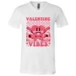 Retro Valentine's Day Heart Valentine Vibes T-Shirt, White, V-Neck T-Shirt Retro Valentine's Day Heart Valentine Vibes T-Shirt, White, V-Neck T-Shirt
