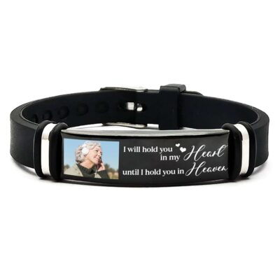 Will Hold You In My Heart Until I Can Hold You In Heaven Personalized Photo Bracelet - Birthday Gift Jewelry