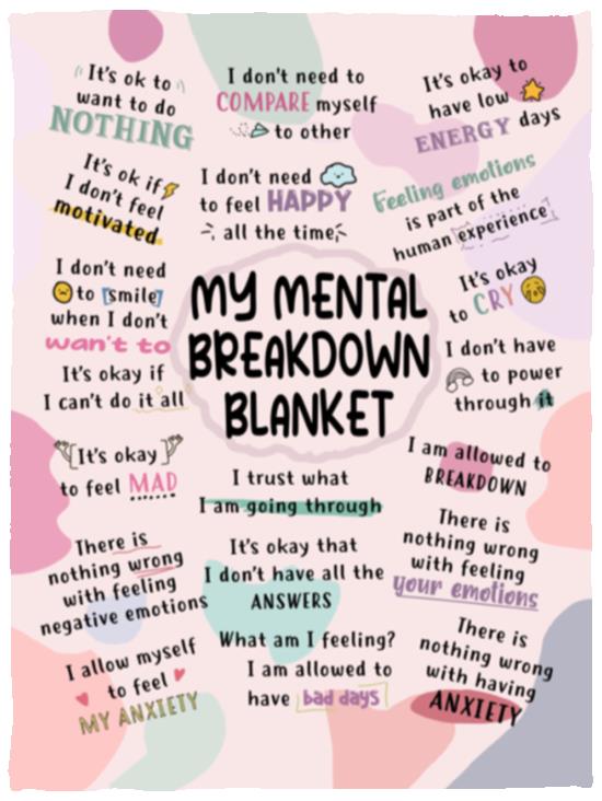 My Mental Breakdown Blanket - Mental Health Inspirational Gifts for Women Men, White, Cozy Plush Fleece Blanket - 30x40