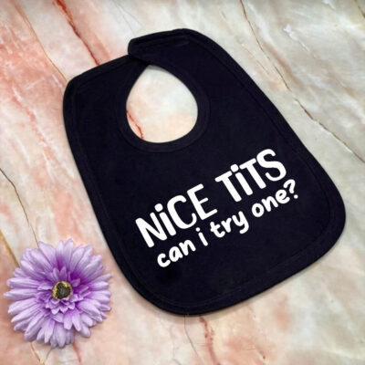 Alternative view of Nice Tits Can I Try One Baby Bib - Funny Sarcastic Bibs For Babies & Infants