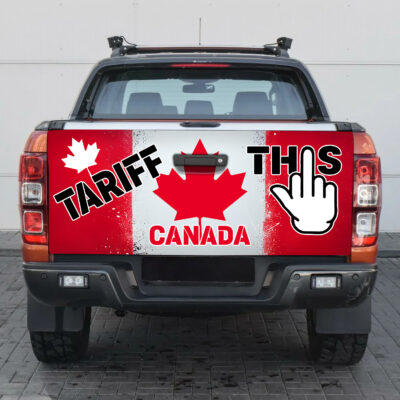 Tariff THIS Canada Funny Tariff THIS Truck Tailgate Decal Sticker Wrap - Vinyl Graphic Decal Bumper Sticker - Tailgate Wrap