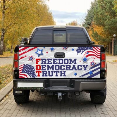 Alternative view of Freedom Democracy Truth American Flag Political Patriotic Truck Tailgate Decal Sticker Wrap