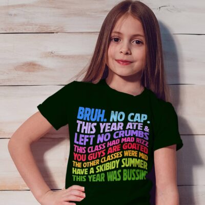 Alternative view of Bruh No Cap This Year Ate And Left No Crumbs Funny Last Day Of School T-Shirt - Youth Shirt For Kids