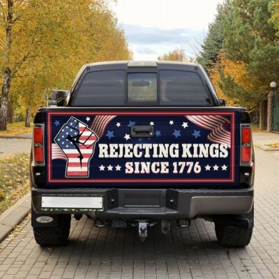 Alternative view of Rejecting Kings Since 1776 Patriotic American Flag Vintage Retro Truck Tailgate Decal Sticker Wrap