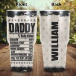 Personalized Daddy Daily Value Still The Best Job Ever Funny Father's Day Insulated Tumbler Cup With Lid and Straw.