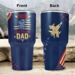 Proud Air Force Dad US Flag Insulated Tumbler Cup With Lid and Straw - Air Force Dad Gifts