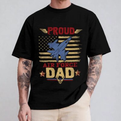 Alternative view of Proud Air Force Dad US Flag T-Shirt - Air Force Dad Gifts
