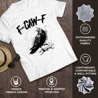 Alternative view of F-Caw-F Black Crow Funny Black Bird T-Shirt - V-Neck Shirt