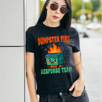 Alternative view of Dumpster Fire Response Team Funny Coworker T-Shirt - Humor Employee Work V-Neck Shirt