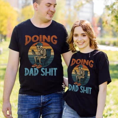 Doing Dad Shit Funny Skeleton Father's Day Vintage Retro T-Shirt