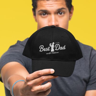 Best Dad By Par Embroidered Twill Hat Adjustable Cap For Men - Golf Gifts For Dad