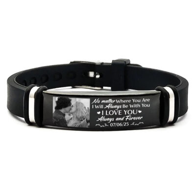 Personalized Photo No Matter Where You Are Memorial Bracelet - Picture Bracelet for Dad - Customized Photo Bracelets