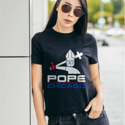 Pope Chicago Funny Pope Leo XIV Playing Baseball T-Shirt