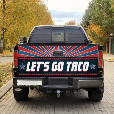 Alternative view of Let's Go Taco Funny Political Taco Truck Tailgate Decal Sticker Wrap - Vinyl Graphic Decal Bumper Sticker