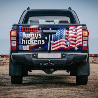 Trump Always Chicken Out Funny Political Taco Truck Tailgate Decal Sticker Wrap - Vinyl Graphic Decal Bumper Sticker
