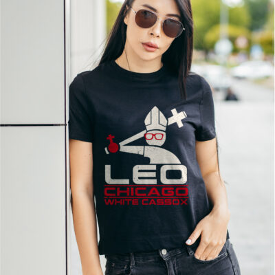Leo Chicago White Cassox Funny Pope Leo XIV Playing Baseball T-Shirt