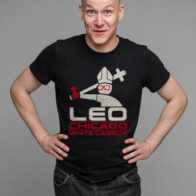 Alternative view of Leo Chicago White Cassox Funny Pope Leo XIV Playing Baseball T-Shirt