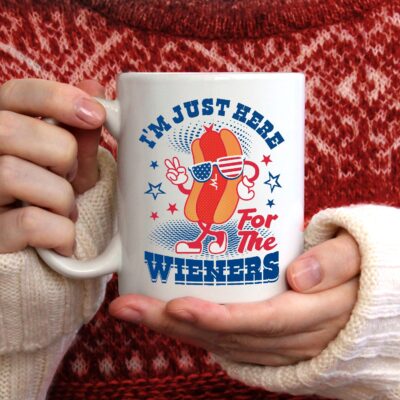 I'm Just Here For The Wieners Funny 4th Of July Ceramic Coffee Mug - Beer Stein - Travel Mug