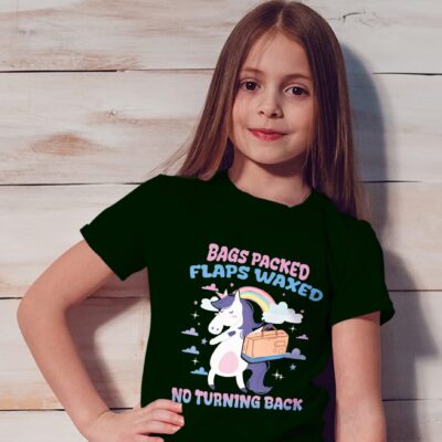 Alternative view of Bags Packed Flaps Waxed No Turning Back Funny Unicorn Vacation Summer T-Shirt - V-Neck - Youth Shirt