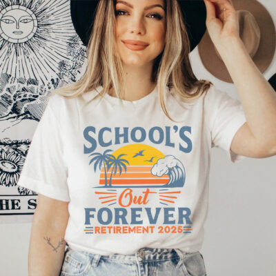 Alternative view of School's Out Forever Retirement 2025 Funny Teachers Summer T-Shirt - V-Neck - Shirt For Kids