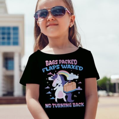 Bags Packed Flaps Waxed No Turning Back Funny Unicorn Vacation Summer T-Shirt - V-Neck - Youth Shirt
