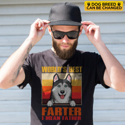 Personalized Dog Breeds World's Best Farter I Mean Father Vintage Retro Funny Father's Day T-Shirt