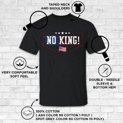 Alternative view of No King American Flag T-Shirt Independence day 4th of july 1776 V-Neck T-Shirt
