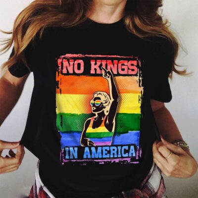 No Kings In America LGBT Vintage Retro T-Shirt - V-Neck Shirt