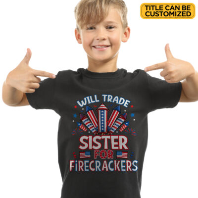 Alternative view of Personalized Will Trade For Firecrackers Funny 4th Of July T-Shirt - V-Neck Shirt - Youth Shirt