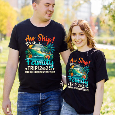 Aw Ship It's A Family Trip 2025 Making Memories Together Matching Cruise Trip T-Shirt - V-Neck - Youth Shirt