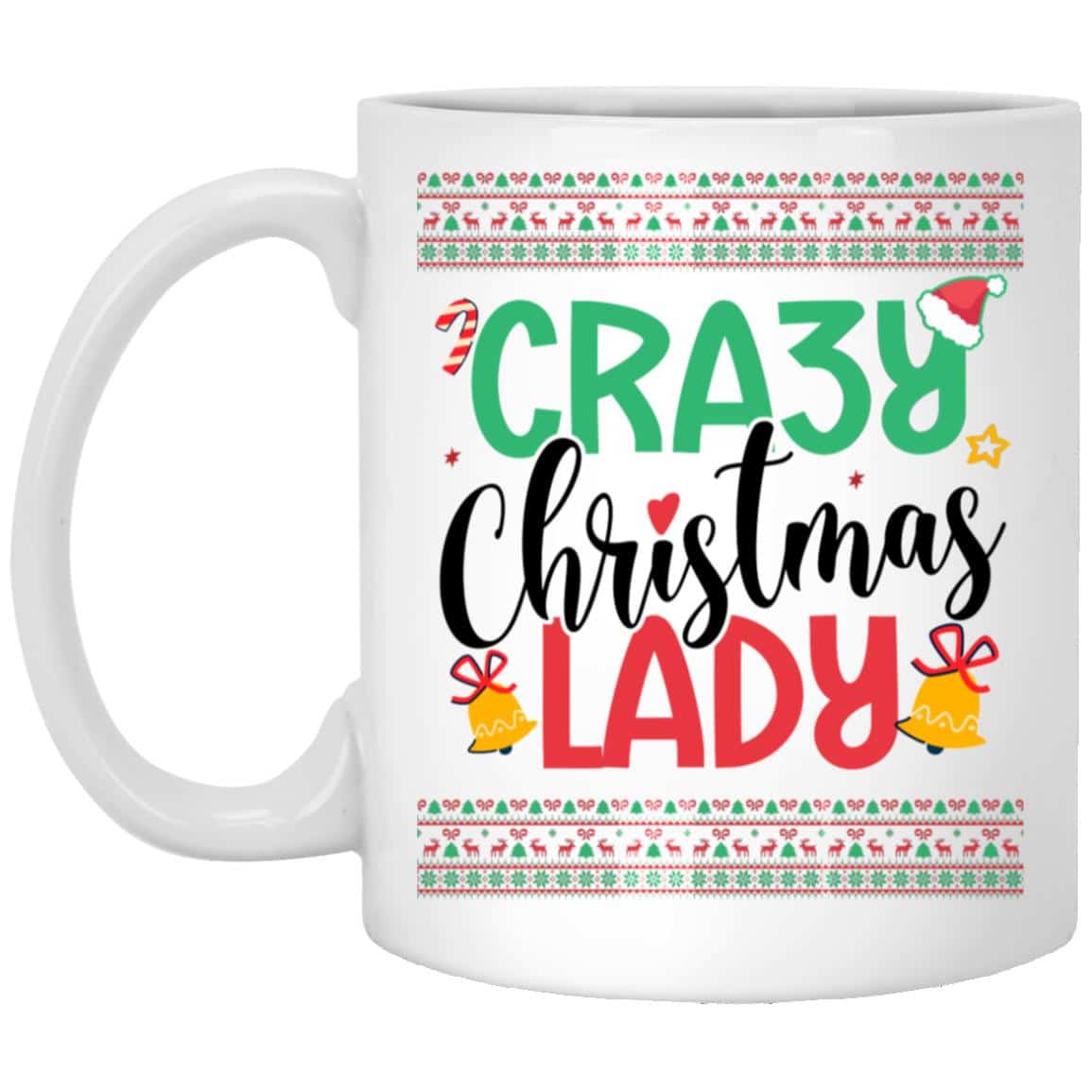 Crazy Christmas Lady Coffee Mug - Beer Stein - Color Changing Mug, White, 11 oz. White Mug Crazy Christmas Lady Coffee Mug - Beer Stein - Color Changing Mug, White, 11 oz. White Mug