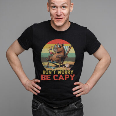 Alternative view of Don't Worry Be Capy Funny Capybara Vintage Retro T-Shirt - V-Neck - Youth Shirt - Capybara Lover Gifts
