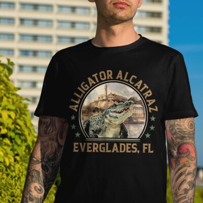 Alternative view of Alligator Alcatraz Everglades Florida Vintage Retro T-Shirt